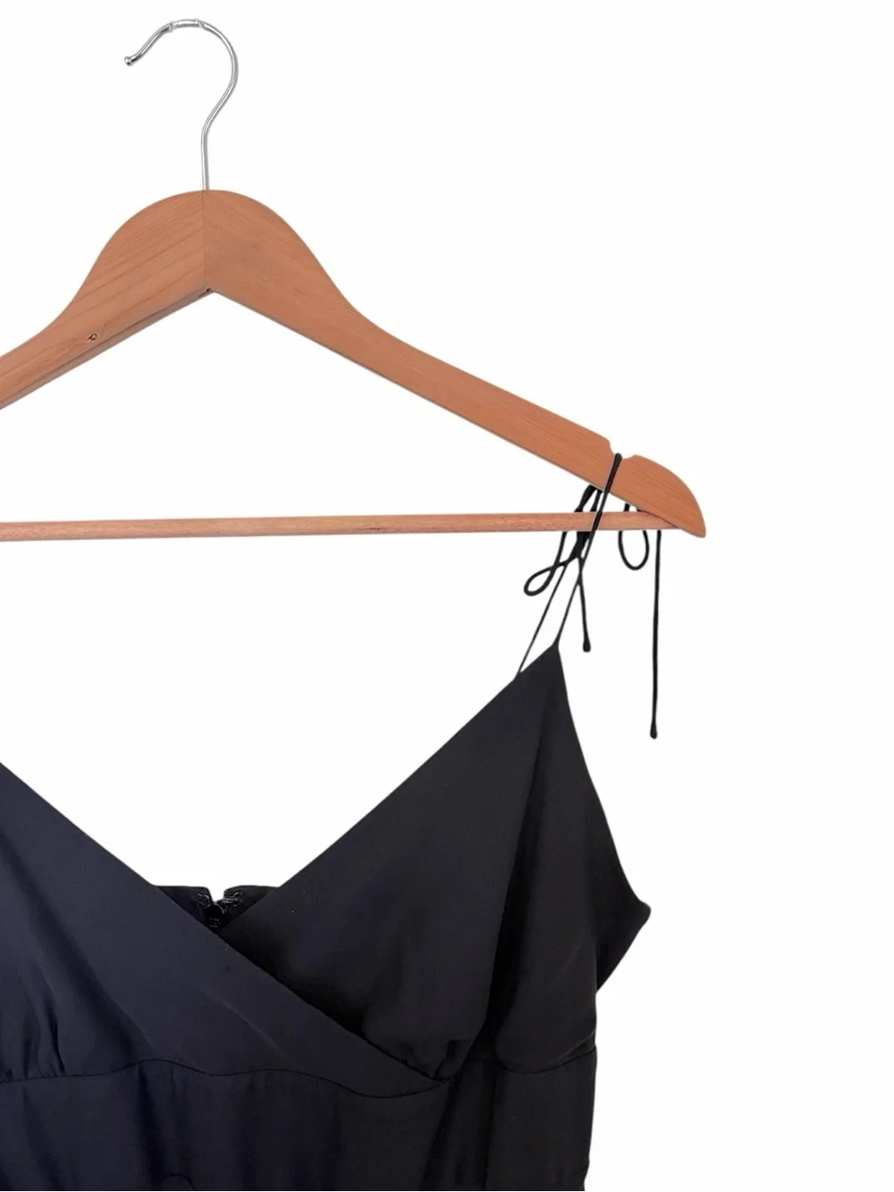J.Crew Vintage 100% Silk Black Midi Dress 12 Tie Strap Y2K Cocktail